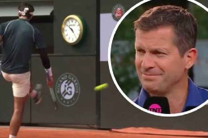 French Open star kicks ball at line judge in outburst as Tim Henman embarrassed