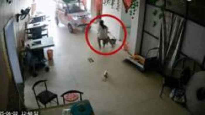 Watch: Moment girl rescues sister from runaway vehicle in China
