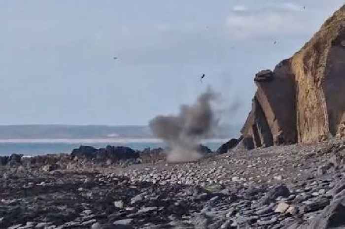 Live WW2 hand grenade blown up at popular Devon beach