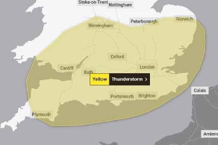 Met Office issues nine-hour thunderstorm weather warning for Devon, Plymouth and Cornwall