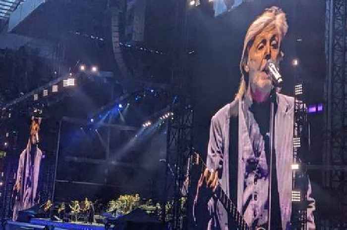 Sir Paul McCartney says 'thank you' as he joins Bruce Springsteen on stage in surprise appearance