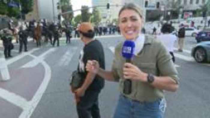 Australian journalist hit by 'rubber bullet' while reporting from LA