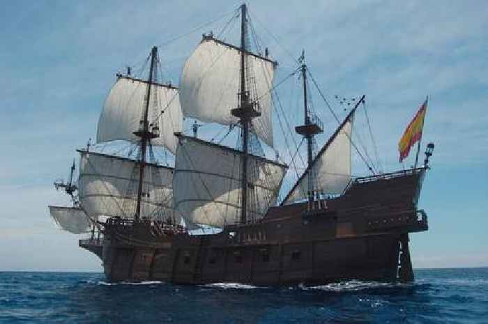 Huge Spanish tall ship Galeón Andalucía coming to Penzance