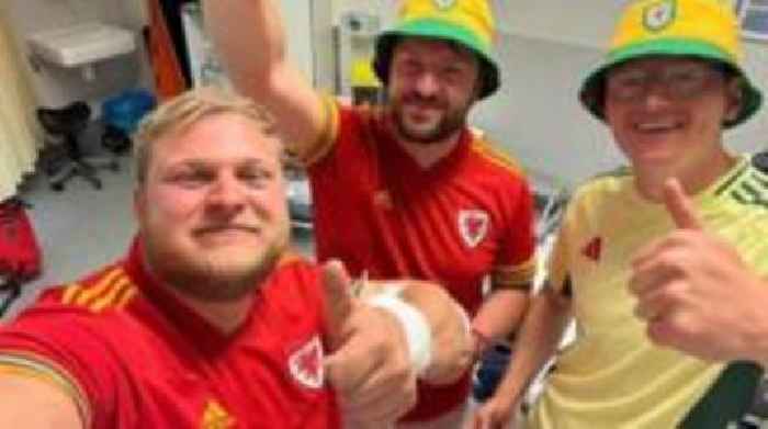 Belgium stadium fall Wales fan out of hospital