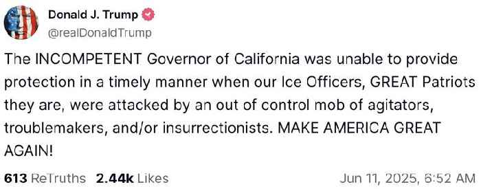 Trump Torches ‘INCOMPETENT’ Newsom for Failing to Protect ‘GREAT Patriots’ of ICE