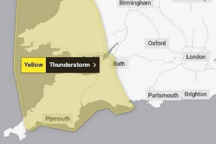 Met Office thunderstorm warning for South West ahead of extreme rain