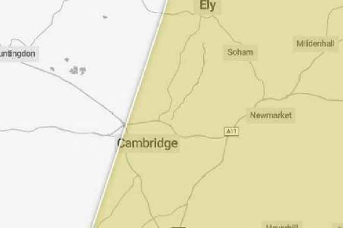 Met Office issues 15-hour yellow weather warning for thunderstorms covering Cambridgeshire