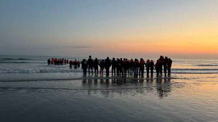 French police forced to watch on as migrants attempt perilous Channel crossing