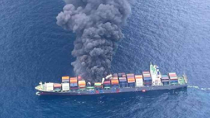 Fire on cargo ship sparks fears of  'ecological disaster'