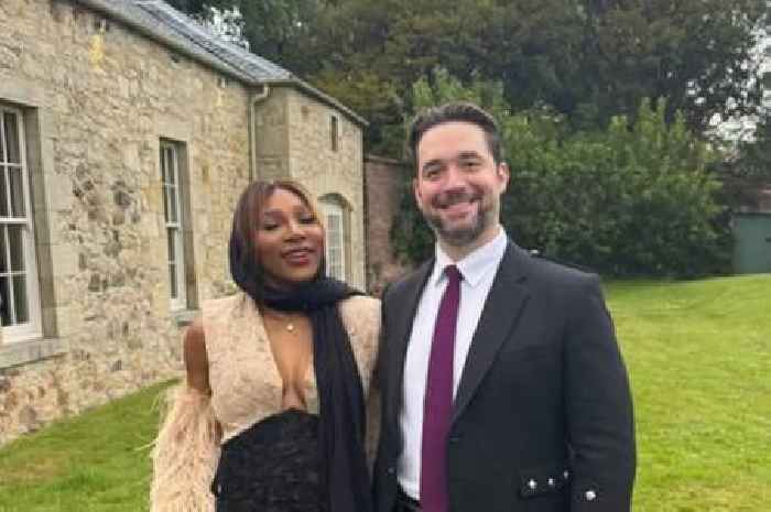 Serena Williams attends Scottish wedding with husband dressed in kilt