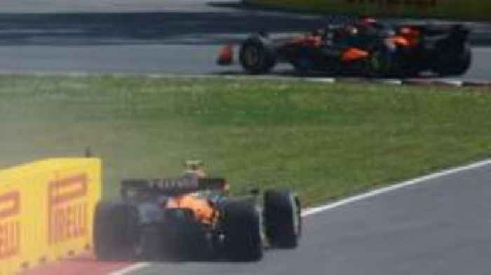Norris & Piastri collide as Russell wins in Canada