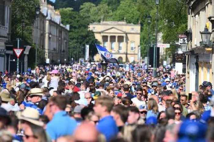 Bath's streets turns Blue, Black and White as the city turns out to celebrate rugby success