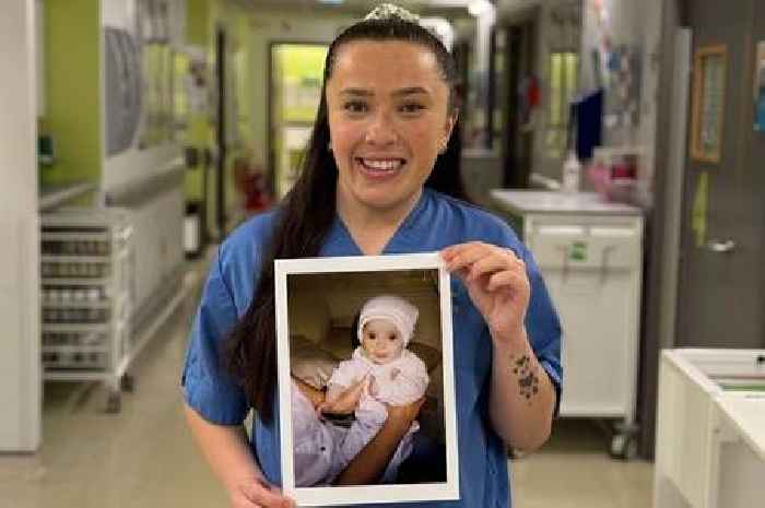 She was a baby when hospital staff saved her life, now she's come 'full circle'