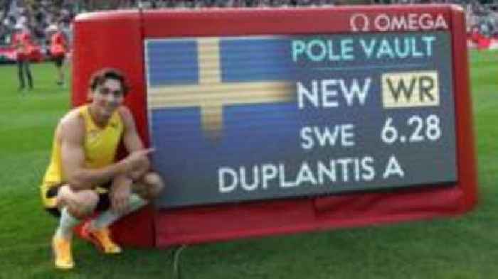 Duplantis breaks pole vault record in Stockholm