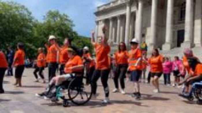 Flash mob tells story of 200-year-old railway