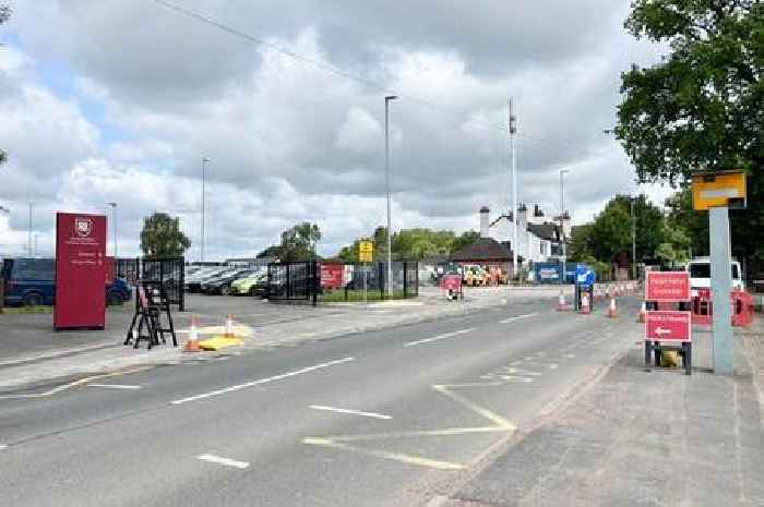 Roadworks outside this Stoke-on-Trent school until August