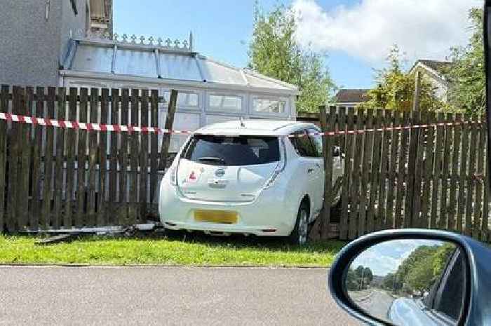 Learner driver smashes car into side of Scots home after ploughing through fence