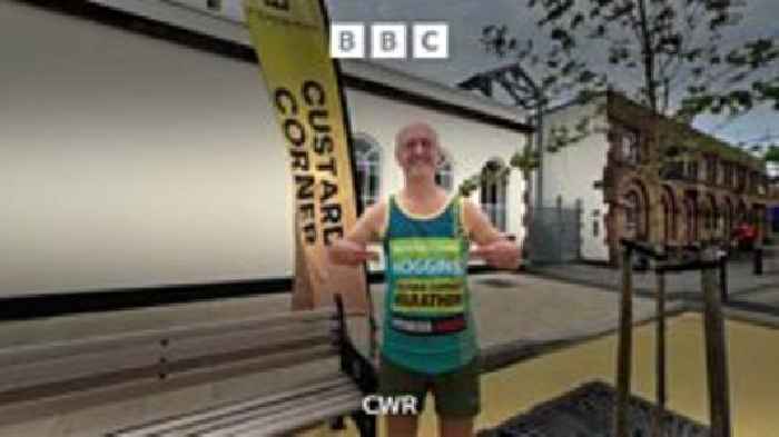 The man running a marathon around 'Custard Corner'