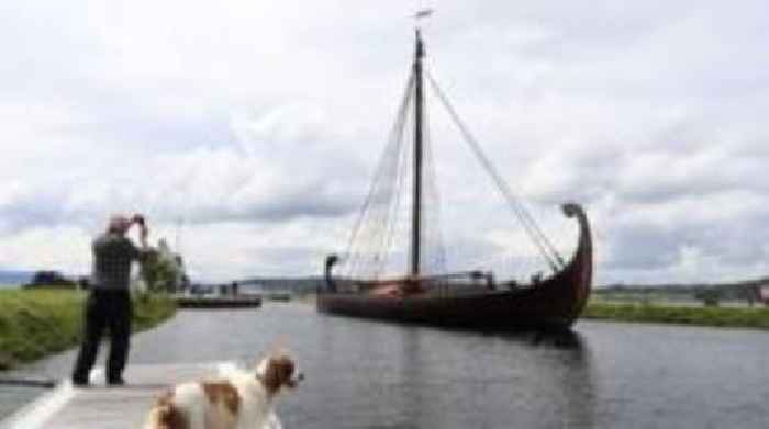 Viking ship moors during major film shoot