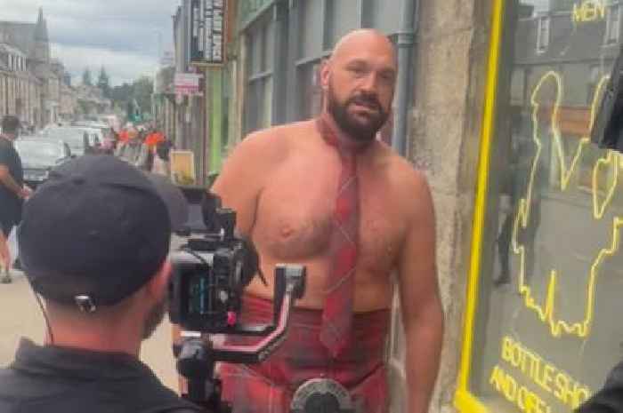 Tyson Fury flaunts kilt topless as he films Netflix show in Scottish Highlands
