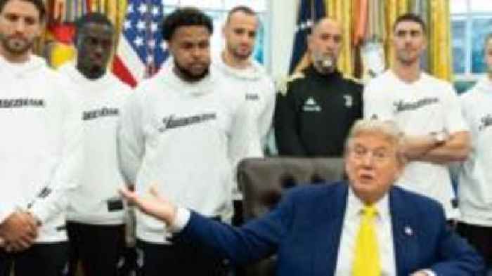 Watch: Trump's awkward encounter with Juventus footballers