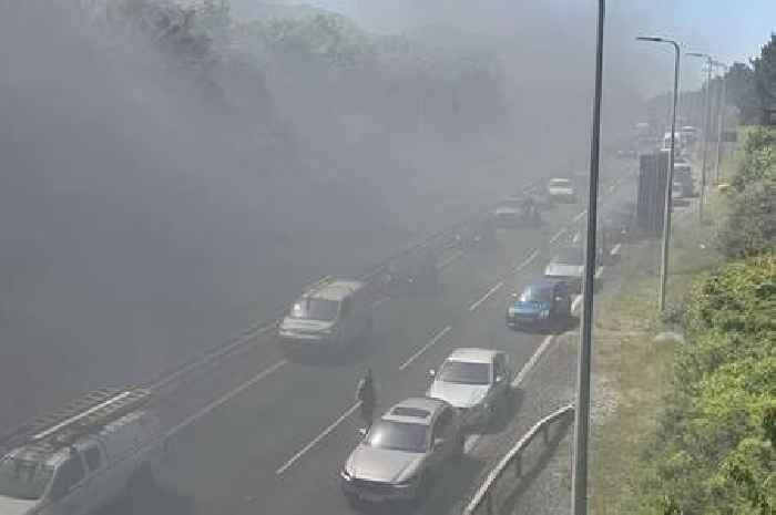 Car fire in a tunnel causes major delays on one of Wales' busiest roads