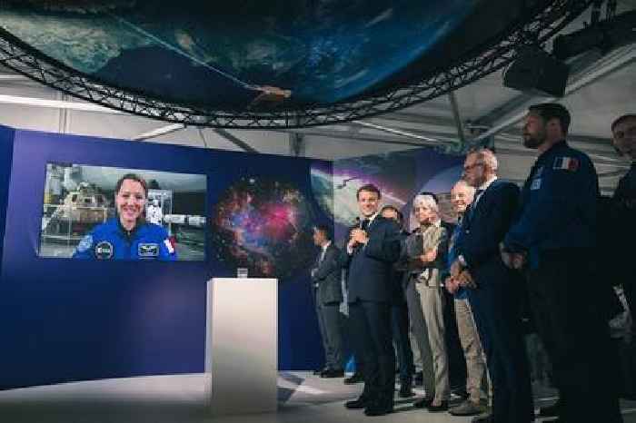 President of France Emmanuel Macron visits the Paris Space Hub