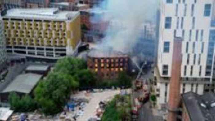 Building partly collapses after major fire