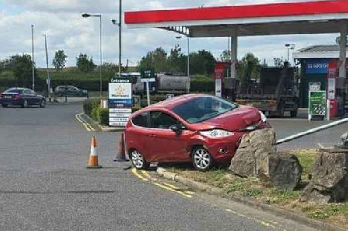 Car crashes at Peterborough service station