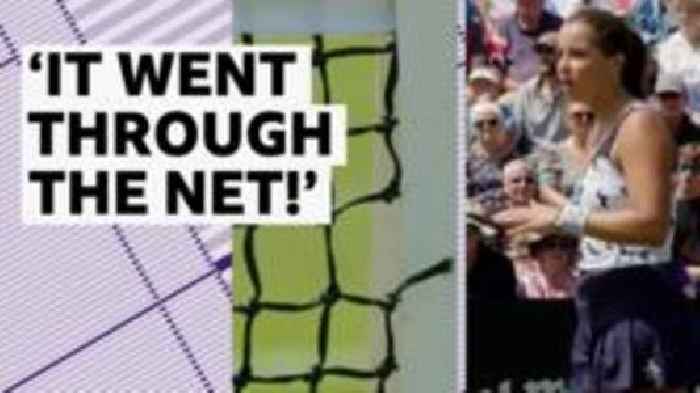 Confusion as Krejcikova hits ball through hole in net against Burrage
