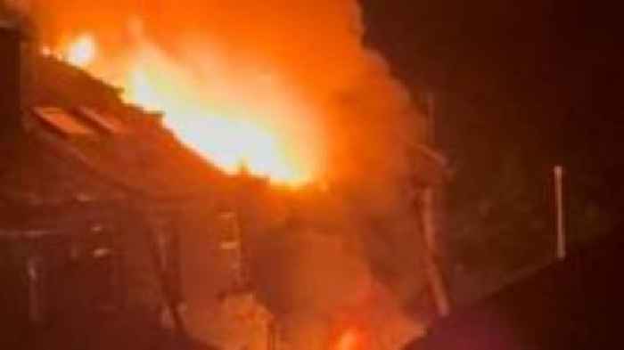 Three in hospital after explosion and fire