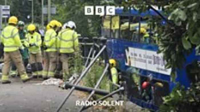 College bus crashes into river