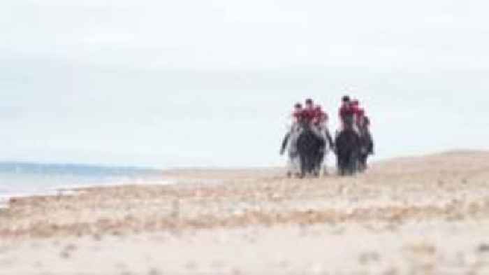 Household Cavalry take to beach in riding exercise