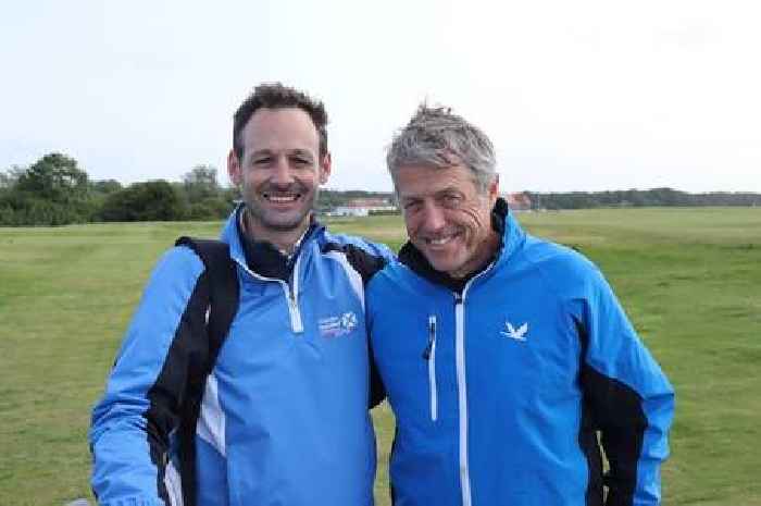 Hugh Grant surprises Scots golfer during 'crazy' 25-round challenge