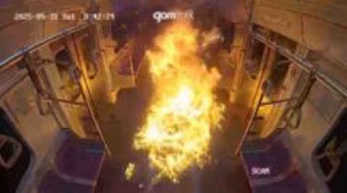 Moment South Korean man sets Seoul metro carriage on fire