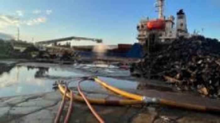 Major cargo ship fire at city dock extinguished