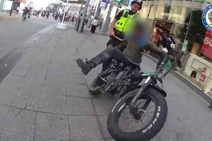 Dramatic footage shows police swoop on 'illegal e-bikers' in Birmingham city centre
