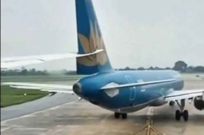 Boeing plane collides with aircraft and slices tail as passengers watch in horror
