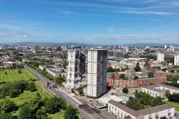 Gorbals tower block collapse in pictures as dust cloud engulfs buildings during demolition
