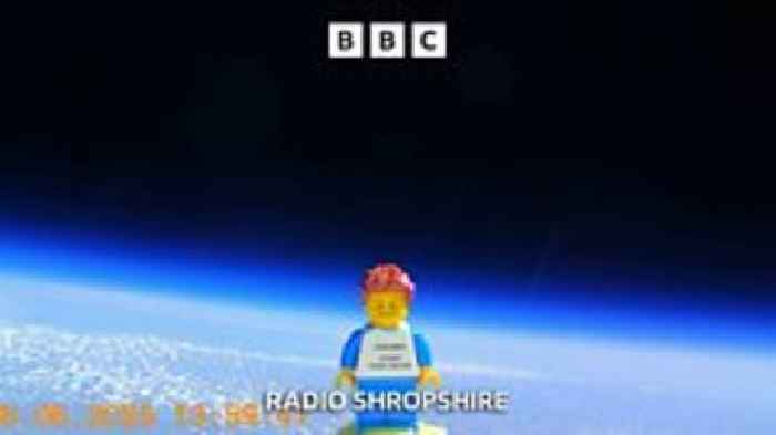 Lego man rockets into space