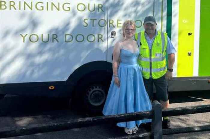 Girl, 16, arrives at prom - in dad's Waitrose delivery van