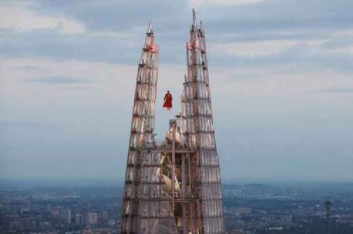 Superman sculpture takes flight atop London's Shard in stunning UK first
