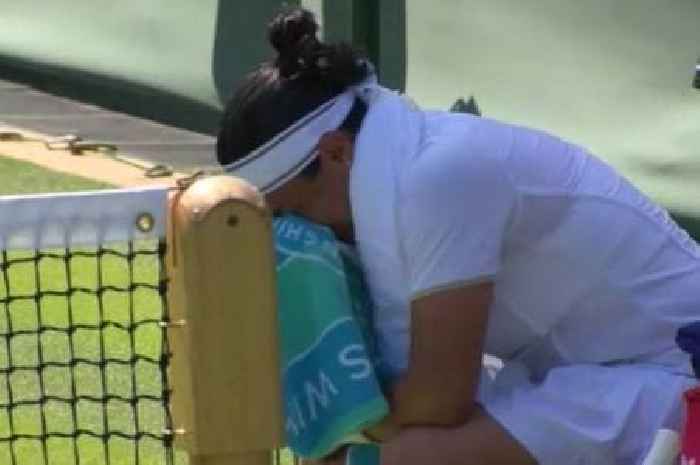 Ons Jabeur breaks down in tears and leaves Wimbledon court after just 30 minutes