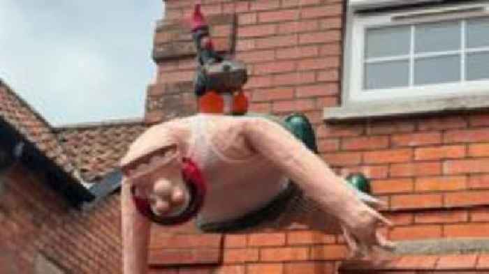 Famous faces turned into scarecrows for town event