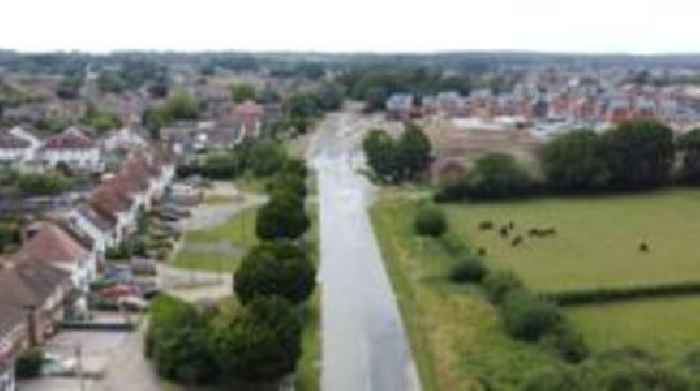 Burst water pipe floods main road into Eastbourne