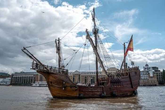Enormous replica of Christopher Columbus' 1492 ship docks in Southend Pier for visitors for a week