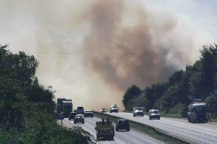 Fire near M5 with plumes of smoke as rush hour delays