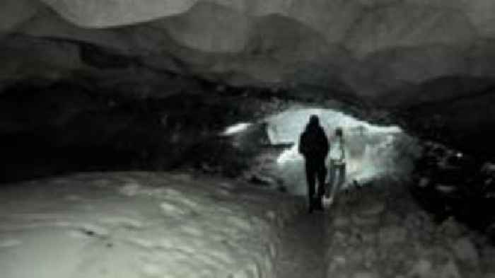 Inside an ice cave - on top of a volcano