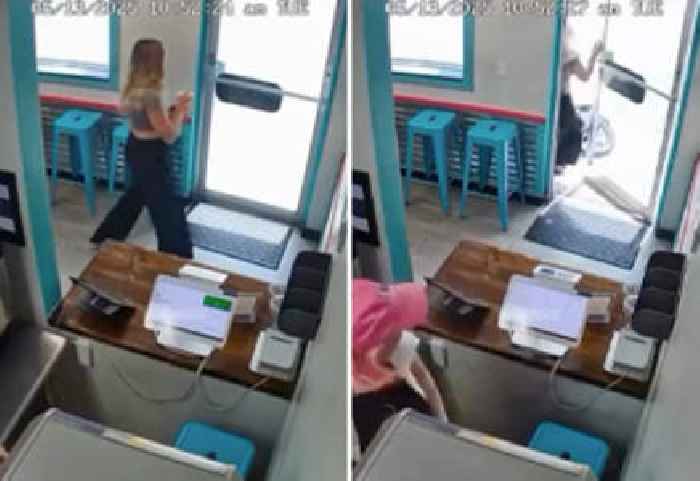 Girl Opens Shop Door Right Into a Bicyclist