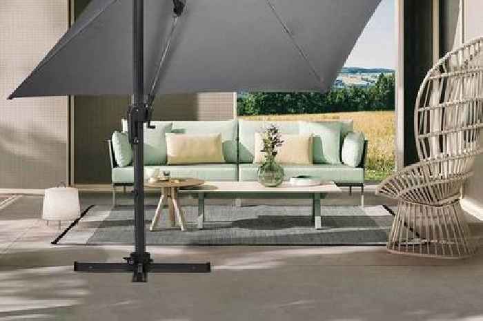 Little-known retailer offers £85 off on solar-powered LED garden parasol, now at £185